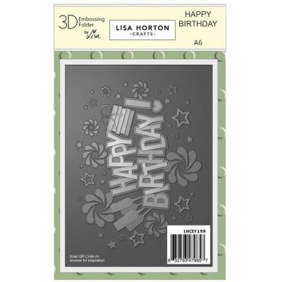 Lisa Horton Crafts 3D Embossing Folder - Happy Birthday